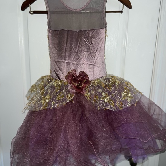 Weissman Dance Costume Purple Tulle and Gold Overlay Size MC - Picture 8 of 16